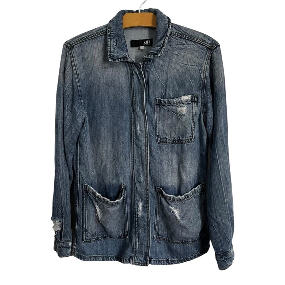 Kut from the Kloth Llysa Chore Jacket Utility Barn Lyocell Denim Jean Shacket